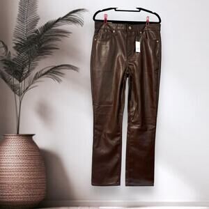 NWT 10R Gap Vegan Leather Pants Brown Faux Leather Plants